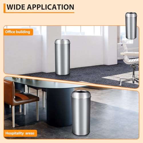 GarveeLife Tall Commercial Trash Can, 65L/17 Gallon, Large Capacity Heavy Duty Stainless Steel Open Top Trash Bin with Sleek Hidden Bag Holder for Restaurant, Office, and Restroom