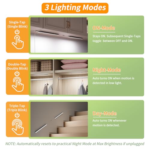 USB Plug-in Motion Sensor Light, ON/Night/Day Modes, Bright&Dimmable - color: Neutral White, size: 2-Bar
