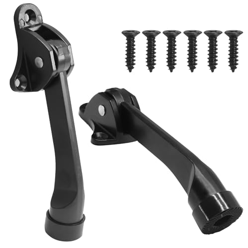Jiozermi 4 Inch KickDown Door Stopper, Black, 2pcs - color: Black