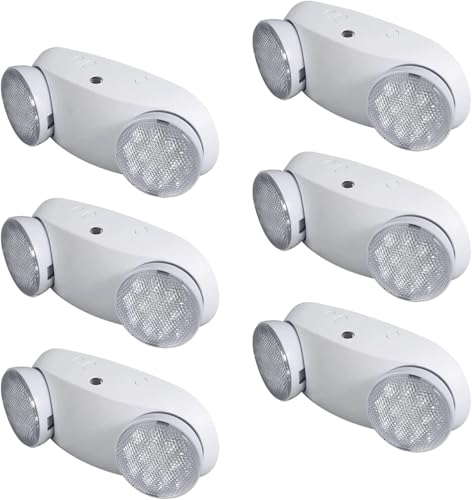 OSTEK LED Emergency Light with Adjustable Floodlight Heads, 90-Min Backup Battery, Fire-Resistant, 120-277V, UL 94V-0 Rated, for Business Use(6pack) - size: 6pack