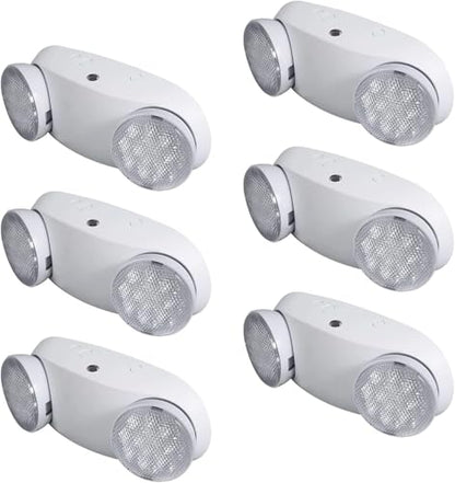 OSTEK LED Emergency Light with Adjustable Floodlight Heads, 90-Min Backup Battery, Fire-Resistant, 120-277V, UL 94V-0 Rated, for Business Use(6pack) - size: 6pack