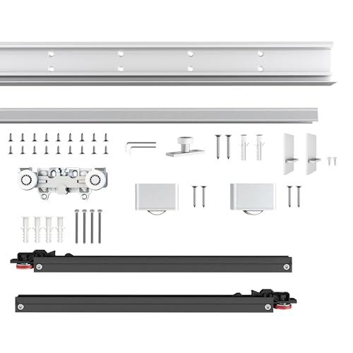 Sdstone 36” Concealed Barn Door Hardware Kit with Soft Close Mechanism,Hidden Ghost Barn Door Hardware Kit for Door Opening Width 28" to 32", Wall Mount Aluminum Track (Door not Included) - size: 36IN