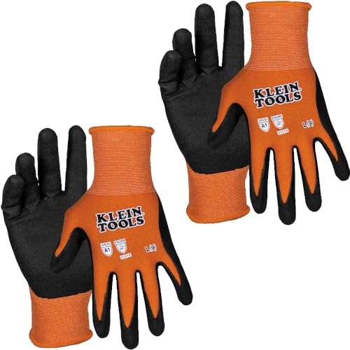 Klein Tools 60581 A1 Cut-Resistant Work Gloves, Large, 2-Pair - size: Large, style: 2-pair Pack