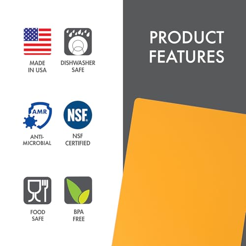 Dexas NSF Certified Polysafe Pastry Board, 16 x 20 inches, Reversible Kitchen Cutting Board, Yellow - color: Yellow, size: 20"L x 16"W