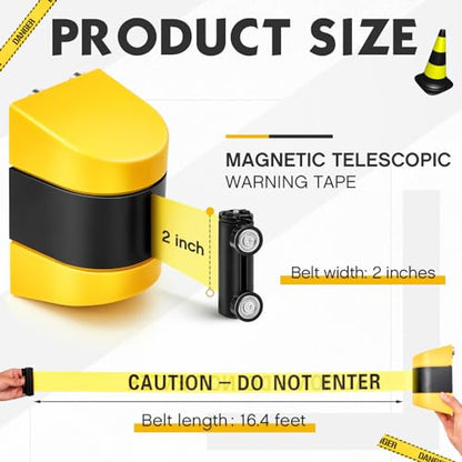 Barydat 1 Pieces 16.4 ft Retractable Barrier, Caution Do Not Enter, Yellow - color: Yellow, size: Caution Do Not Enter