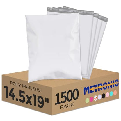 Metronic Poly Mailers 14.5x19 1500PC Large Shipping Bags for Small Business - color: White, size: 14.5x19" 1500PC