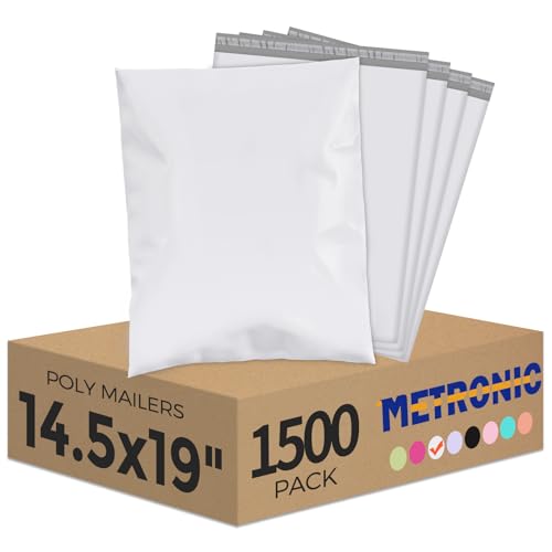 Metronic Poly Mailers 14.5x19 1500PC Large Shipping Bags for Small Business - color: White, size: 14.5x19" 1500PC