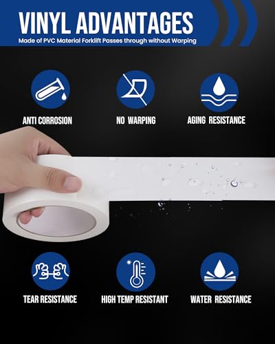 Lichamp 6 Rolls Vinyl Tape, 2" x 36 Yards per Roll, 216 Total Yards, White - color: White