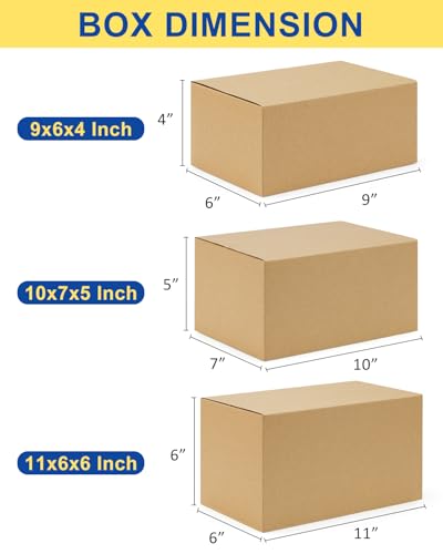 Assorted-Sizes-Shipping-Boxes-45-Pack: 9x6x4 & 10x7x5 & 11x6x6 Small-Shipping-Boxes-Mailers, Brown Corrugated-Cardboard-Boxes-for-Packing-Small-Business Mailing - color: Brown, size: 9x6x4 & 10x7x5 & 11x6x6 inches
