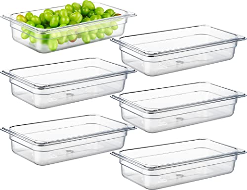 CURTA 6-Pack 1/3 Size 2.5" Deep NSF Polycarbonate Food Pans | Dishwasher & Freezer Safe Clear Container for Prep Tables, Buffet, Salad Bar, Commercial & Home Kitchen - color: 1/3 Size, size: 2-1/2" Deep