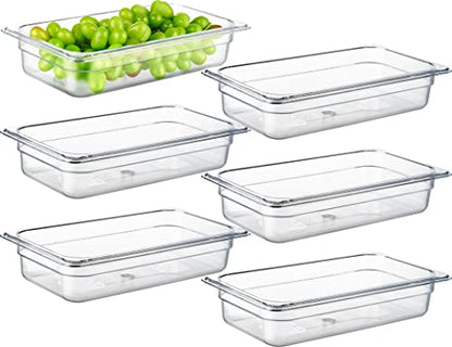 CURTA 6-Pack 1/3 Size 2.5" Deep NSF Polycarbonate Food Pans | Dishwasher & Freezer Safe Clear Container for Prep Tables, Buffet, Salad Bar, Commercial & Home Kitchen - color: 1/3 Size, size: 2-1/2" Deep