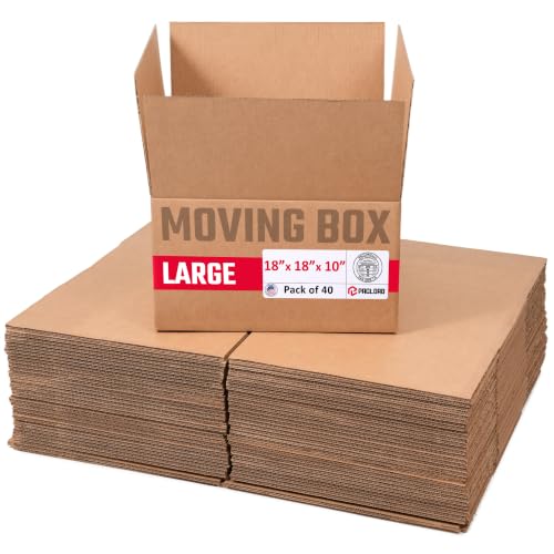 Large Moving Cardboard Boxes 18"L x 18"W x 10"H (Pack of 40) - USA-Made Packing Boxes for Moving, Shipping, or Storage - USPS, UPS, FedEx Approved - Professional Packing Supplies - color: Pack of 40, size: Large 18x18x10"