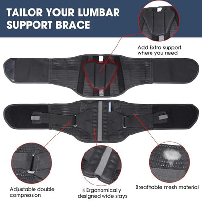 Lower Back Brace for Men and Women Pain Relief(Black,2XL Fit 37.5”-47”) - color: BLACK/GREY, size: 2X-Large (Pack of 1)