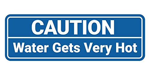 Standard Caution Water Gets Very Hot Sign (Blue) - Medium 1 Pack - color: Blue, size: 2.75 x 7" - Medium