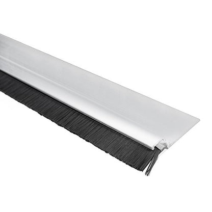 uxcell Door Bottom Sweep H-Shape Aluminum Alloy Base with 0.6-inch Black Nylon Brush 39-inch x 1.69-inch - color: Silver, size: 39.37" x 0.6"