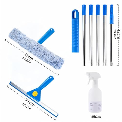 Window Cleaning Kit with Bucket, Squeegee and Scrubber for Home Commercial