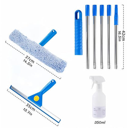 Window Cleaning Kit with Bucket, Squeegee and Scrubber for Home Commercial