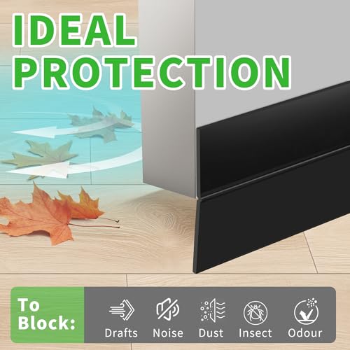 Weather Stripping Door Seal, 1.8in Black Under Door Draft Stopper - color: Black, size: 1.8 in-16.5ft