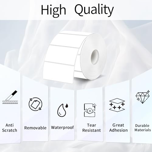 2"x1" Thermal Sticker Labels, White Self-Adhesive Barcode Label Paper for Direct Thermal Printer, Waterproof Multi-Purpose Rectangle Address Shipping Mailing Stickers, 300 Sheets/Roll - color: White, size: 2"x 1"