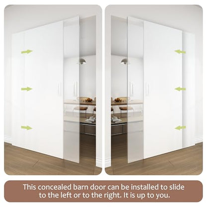 JUBEST 42"x84" Flush Concealed Barn Door with Soft Close Hardware Kit - size: 42"x84"
