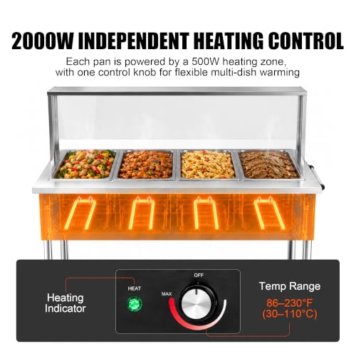 Steam Table, Commercial Electric Food Warmer for Buffet Catering,Incl.Work Table,Bain-Marie (Dry Heat - 80QT (110-120V)) - size: Dry Heat - 80QT (110-120V)