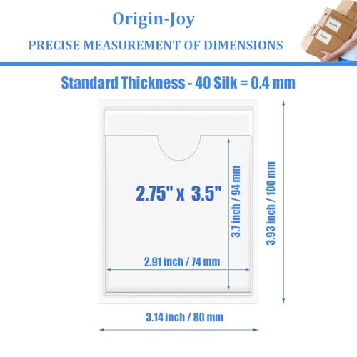 Origin-Joy 35 PCS Self Adhesive Index Card Pockets with Top Open, Clear Plastic Label Holder for Cards of Note, Library and Business, Adhesive Label Pockets & Card Holder (2.75 x 3.5 inch) - size: 3.5 x 2.75 inch, style: Vertical