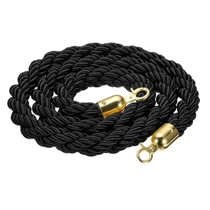 MECCANIXITY Twisted Stanchion Rope 6.6 Ft/2 M, Barrier Rope Twisted Post Ropes with Snap Hooks for Posts Stands Queue Divider Crowd Control, Black Golden - color: Black Golden, size: 6.6 Ft