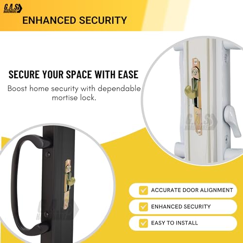 Sliding Patio Glass Door Mortise Lock, 45 Degree Keyway, 3-11/16" Screw Holes - Steel Lock for Sliding Door Handle Replacement Hardware - Fix and Repair Locking Mechanism Latch - size: Small Mortise Lock