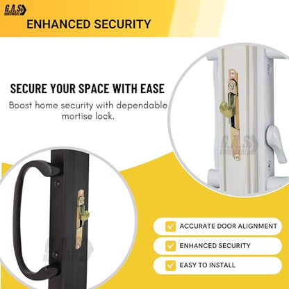 Sliding Patio Glass Door Mortise Lock, 45 Degree Keyway, 3-11/16" Screw Holes - Steel Lock for Sliding Door Handle Replacement Hardware - Fix and Repair Locking Mechanism Latch - size: Small Mortise Lock