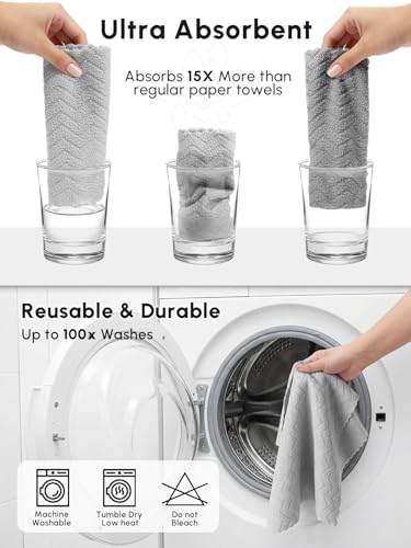 Microfiber Cleaning Cloths Roll 75 Pack 12x12 Inch Lint Free - color: Grey Ripple