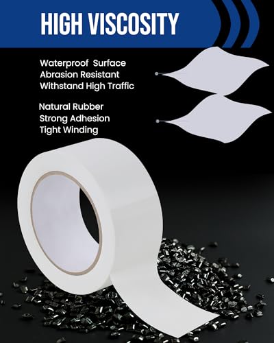 Lichamp 6 Rolls Vinyl Tape, 2" x 36 Yards per Roll, 216 Total Yards, White - color: White