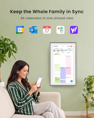 Apolosign 21.5-inch Digital Calendar, No-Subscription, Smart Wall Planner with Calendar Sync, Chore Chart, Meal, Apps & Dashboard, Electronic Touchscreen Display for Family Schedules, Dual Mode (Gray) - color: Gray
