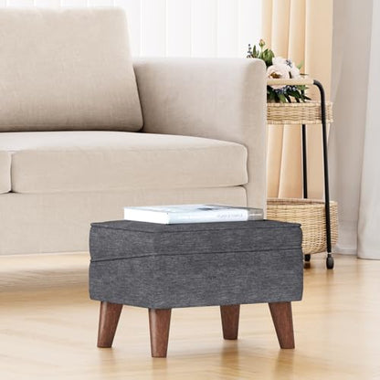 FAGAGA Small Footstool Ottoman with Adjustable Lid, Storage Ottoman - color: Light Gray, size: 11.8"D x 15.8"W x 11.3"H