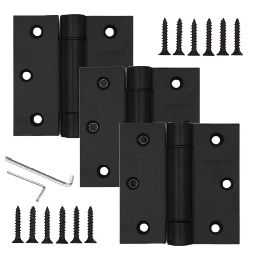 3.5" Matte Black Self Closing Stainless Steel Door Hinges, 3 Pack - color: Matte Black-3PACK