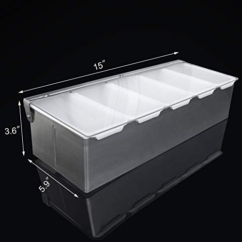 New Star Foodservice 48032 Stainless Steel Condiment Dispenser with 5 Compartments (No Ice Tray) - size: 5 Compartments
