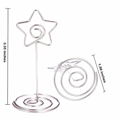 12pcs Table Number Holders Metal, 3.35 inch Place Card Stands for Wedding Centerpieces, Birthday Party - Table Card & Photo Picture Holders (Silver-Star Shaped) - color: Silver-Star Shaped