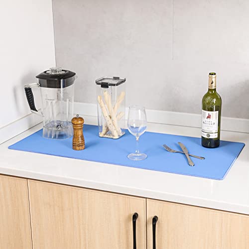 ALOANES Non-Slip Extended Mouse Pad Office&Home Desk Mat Stitched Edge - color: Blue, size: 27.6L x 11.8W inches