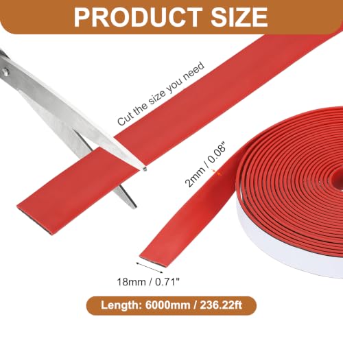 Smoke Fire Seal Strip 19.7 Feet 18mm/0.71" Wx2mm/0.08" T Red - color: Red, size: 19.7 FT x 18mm / 0.71" W x 2mm / 0.08" T