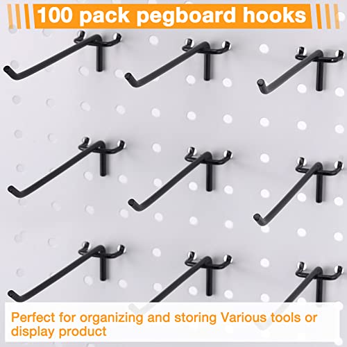 Shimeyao 100 Pcs Peg Board Hooks Stainless Steel Pegs,6 Inch,Black - color: Black, size: 6 Inch