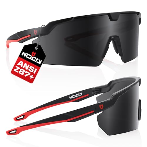 NoCry Anti-Fog Safety Sunglasses for Men and Women — Work Sunglasses - color: Black & Red