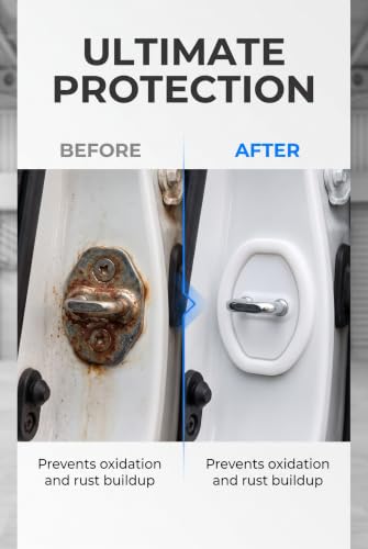4 PCS Car Door Latch Guard, Silicone Car Door Latch Covers, White - color: White
