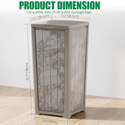 30 Gallon Outdoor Trash Can with Lid, Resin Garbage Can, Gray - color: Gray, size: 30 Gallon