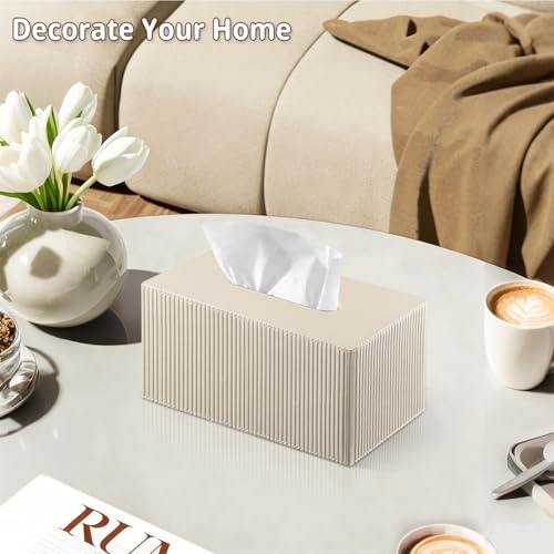 PUSU Extra Large Rectangular PU Leather Tissue Box Cover,Tissues Holder - color: Apricot
