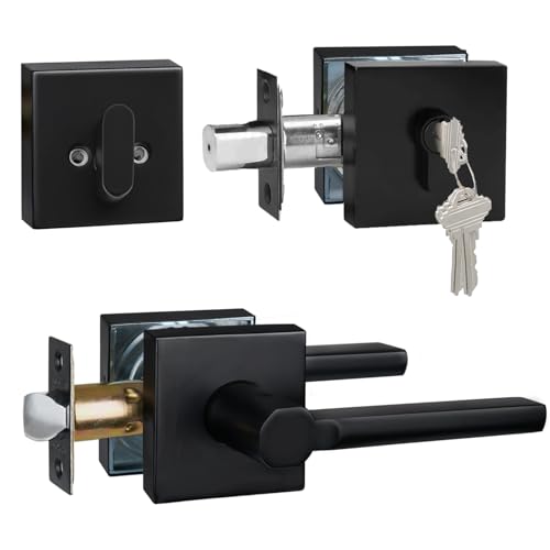 1 Set Front Exterior Door Lock Set with Passage Lever, Keyed Alike - size: 1 Pack, style: Deadbolt+Passage Lever