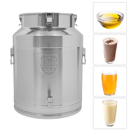Thickened Stainless Steel Milk Can Large Liquid Container Storage,Stainless Steel Milk Bucket With Faucet, Sealing Lid and Carry Handle,for Wine, Oil Storage Transport (64L/16.90Gal) - size: 64L/16.90Gal
