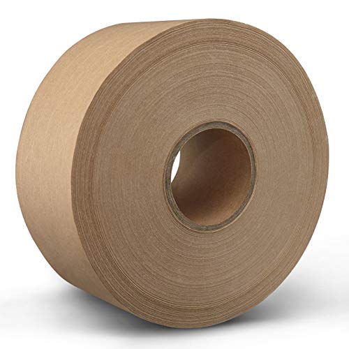 Packing Tape 2.83inch x 450 Feet Reinforced Water Activated Gummed Tape Kraft Paper Tape750(mm) 150Yard for Heavy Duty Shipping Writable Strong Adhesive Brown Carton Box for Moving and Storage