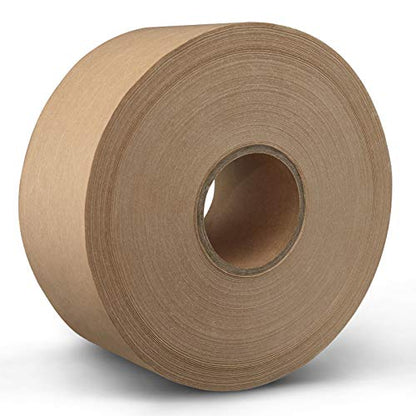 Packing Tape 2.83inch x 450 Feet Reinforced Water Activated Gummed Tape Kraft Paper Tape750(mm) 150Yard for Heavy Duty Shipping Writable Strong Adhesive Brown Carton Box for Moving and Storage