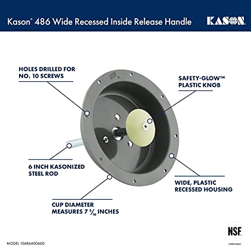 Kason 486 Wide Recessed Inside Release Handle (10486A00600) - size: 10486A00600