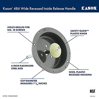 Kason 486 Wide Recessed Inside Release Handle (10486A00600) - size: 10486A00600