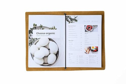 Inko Horeca - Leather Menu Holder - Soft Folding Menu Covers - Custom Menu Cover for Restaurant with Embosing - Cafe Menu Folder Book for Bar - Drink Menu (Sand)